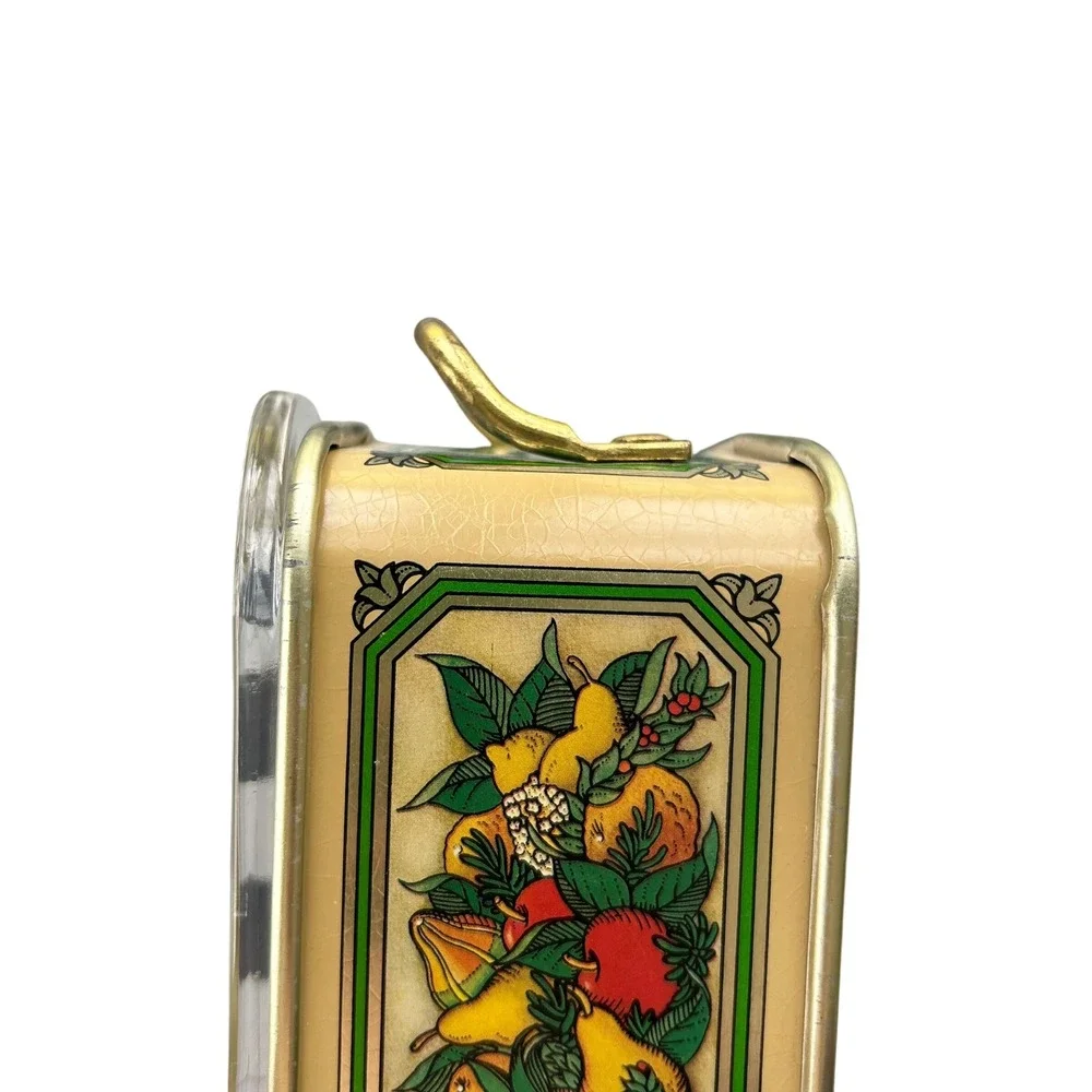 Teleflora Pyrex Loaf Pan Carrier Vintage 1981 Fruit Tin 1.5 Qt Cream Green 213